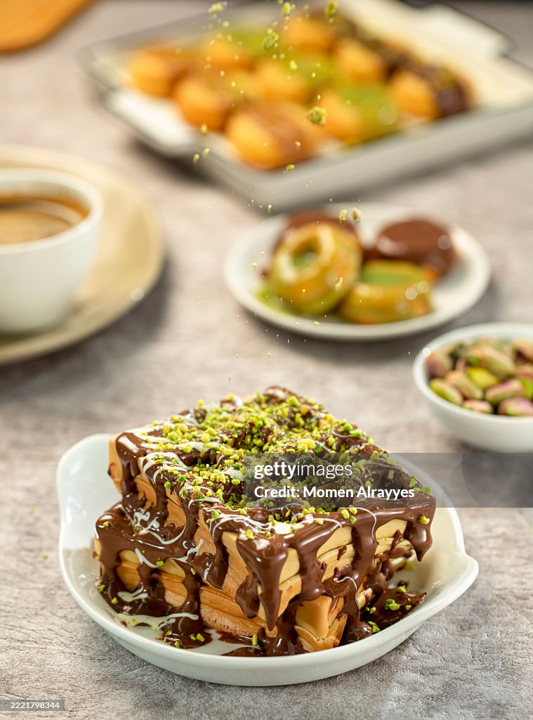 وافل نوتيلا فستق